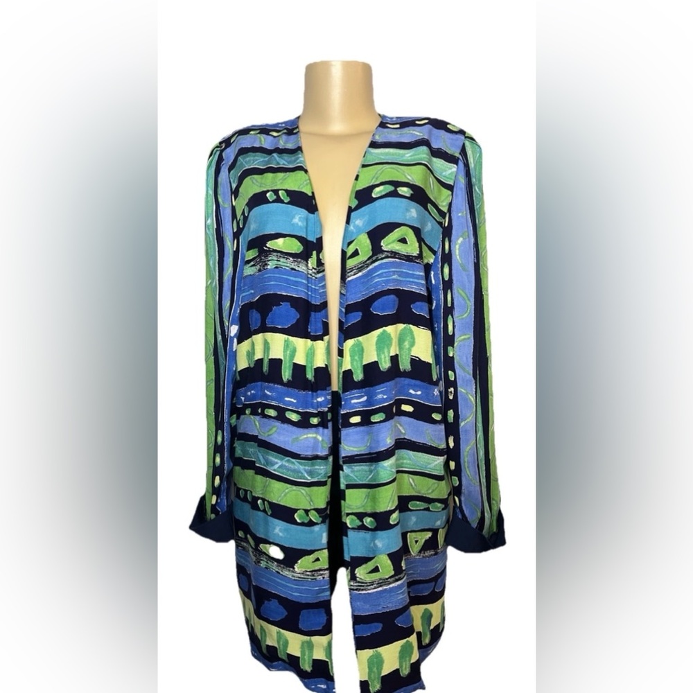 Vintage 90s Periwinkle Colorful Abstract Duster